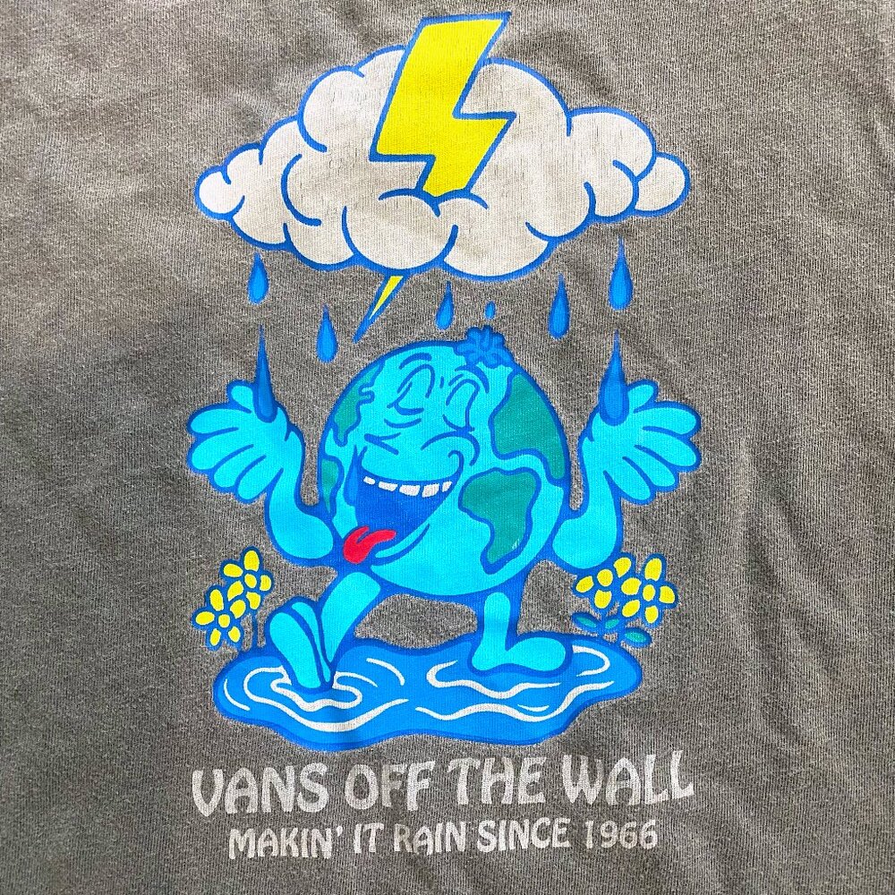 Vans OFF THE WALL Earth Graphic Logo T-Shirt Size L US In Gray *READ*